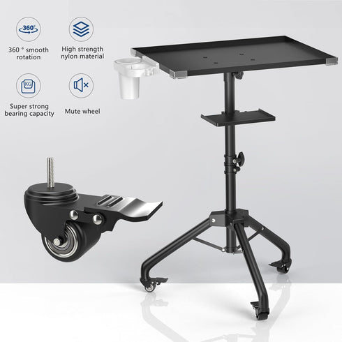 360 ZHOOGE Salon Tray Cart on Wheels with Stand Rack Tray, Premium Iron Alloy Tattoo Tray Height Adjustable Salon