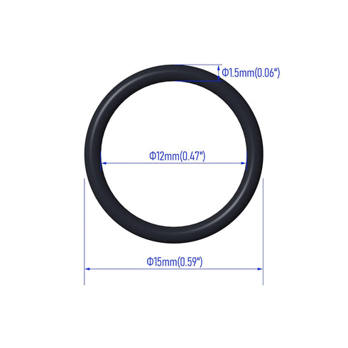 50 PCS Nitrile Rubber O Ring 15mm OD 12mm ID 1.5mm Width, Metric Buna-N NBR Sealing Gasket Plumbing, Gas, Automotive and Faucet Repair, Resist Oil and Heat O-Rings, Black