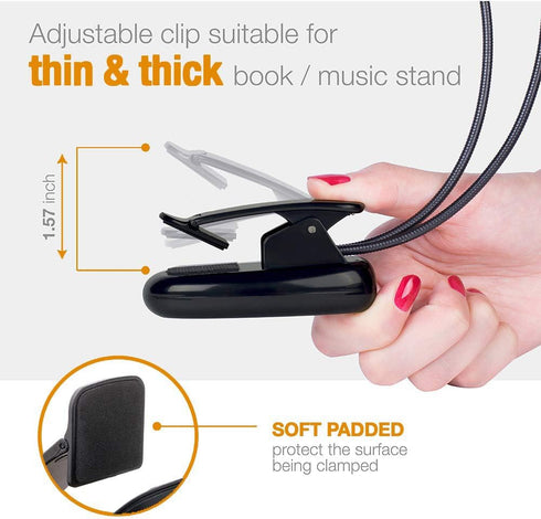 Generic 10 3 Brightness3 Clip On Bed Reading Book Lamp at Night, LED Eye-Cared Music Stand Light, Color Book Light, USB