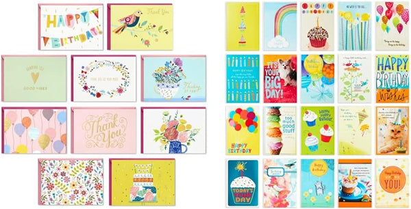 Hallmark Pack of 30 Assorted Boxed Greeting Cards, Good VibesBirthday, Thinking of