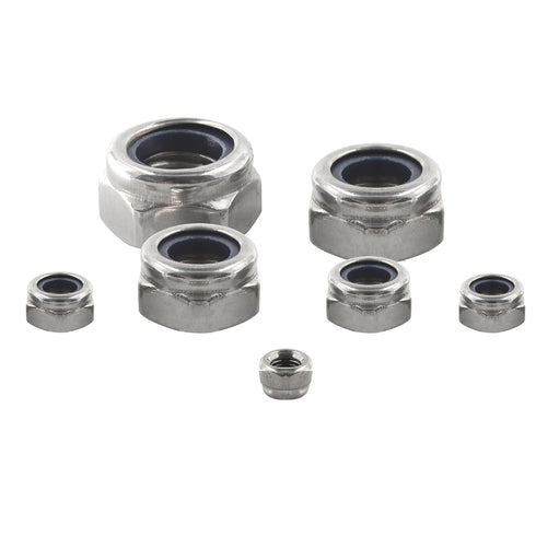 PDETVEO 50PCS 304 M5-0.8 Stainless Steel Lock Nuts, Nylon Insert Hex Lock Nuts