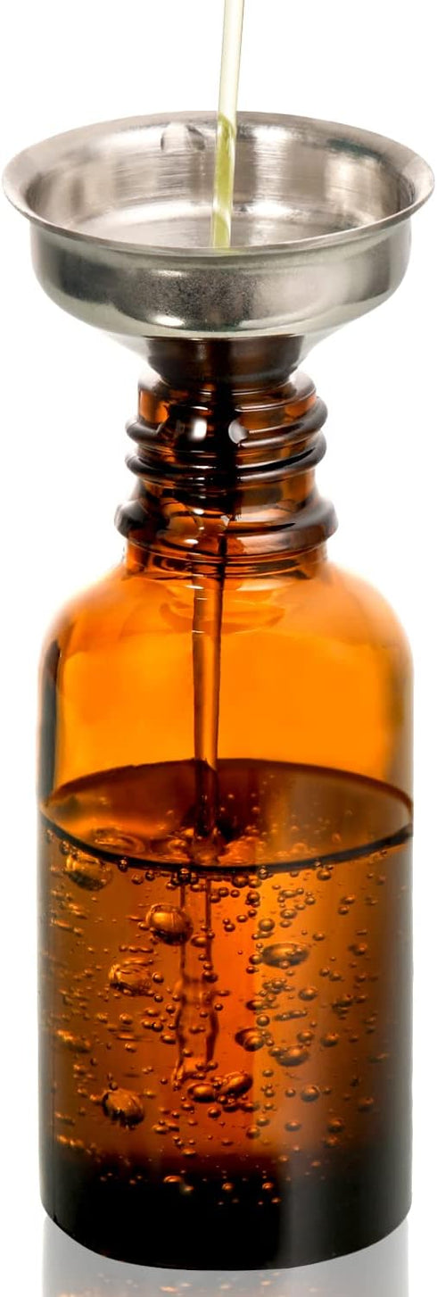 24 Pcs Dark Amber Dropper Bottles, 2 oz with 6 Small Funnels & 1 Long Glass Labels for Liquids