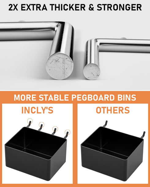 INCLY 170PCS 1/4 Inch Pegboard Hooks Kit, Heavy Duty Organizer Accessories with Pegboard Bins & Peg Lock
