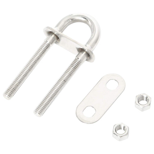 NovelBee 2-Pack 3/8" Stock Stainless Steel Stern Bow Eye U Bolt with Welding Plate, 4" Overall Length