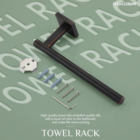KOKOSIRI Bathroom Towel Bar Hand Towel Holders, Wall Mount Stainless Steel Paper Holder for Kitchen Cabinet, Oil Rubbed