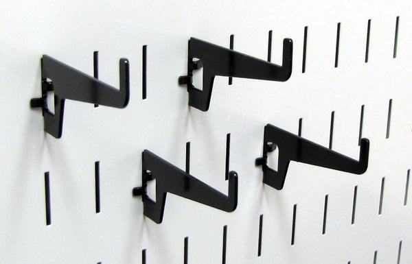 Wall Control Long Reach Hook Pack, 2-7/8in, Slotted Metal Pegboard Hooks, Black