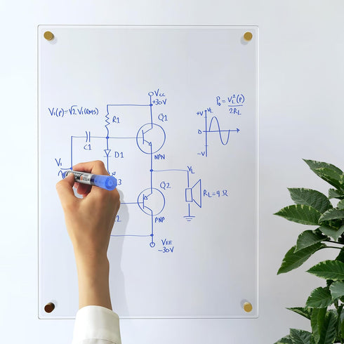 MaxGear Acrylic Dry Erase Board 16''x12'', Wall Hanging Non-Magnetic Floating Whiteboard with Marker Holder