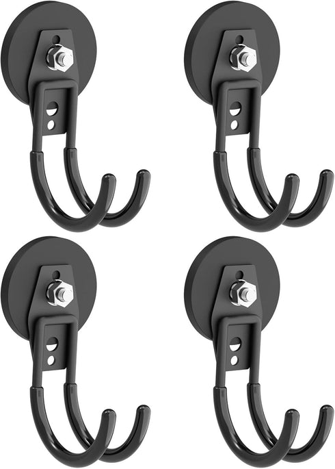 Heavy Duty Magnetic Hooks, Super Strong Garage Magnet Hooks for Indoor & Outdoor Hanging (4 Pack)