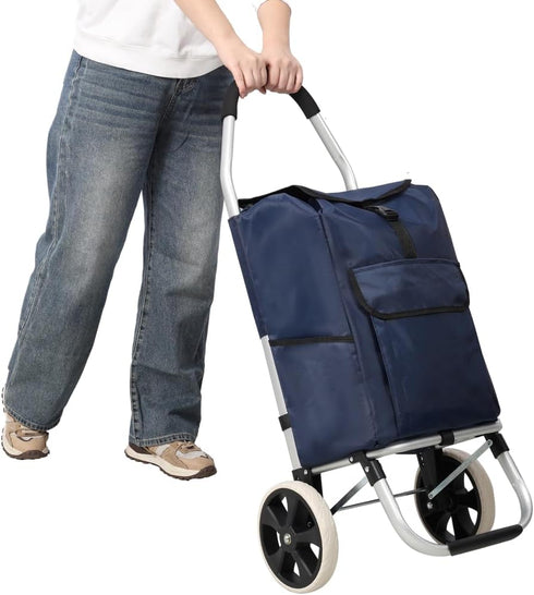 Homonova 40L 2-in-1 Shopping Trolley with Wheels, Large Capacity Rolling Shopping Bag with Detachable Frame