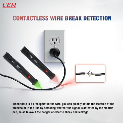 Non-Contact Voltage Detector Pen, CEM AC-6 Voltage Tester 50V to 1000V AC with Audible and Flashing LED Alarms