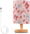 ALAZA Bedside Table Lamp for Bedroom Strawberry Red Blue Bow Nightstand LED