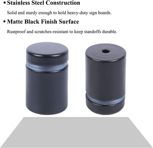 Osring 3/4 x 2 Inch Sign Standoff Mounting Hardware, Black Screw Standoffs for Acrylic Board, Glass Panel, 8 Pack