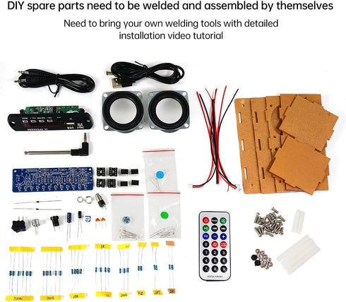 diymore DIY Bluetooth Speaker Kit Radio Soldering Practice Kit,Dual Speakers & Remote Control,for TF/AUX/Bluetooth/USB