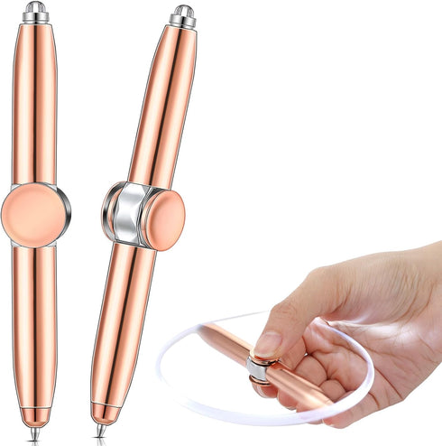 Chinco 2 Pieces Fidget Pen, Spinning Pen with LED Light, Multi Functional Stress Reducer Gift for Adults Students
