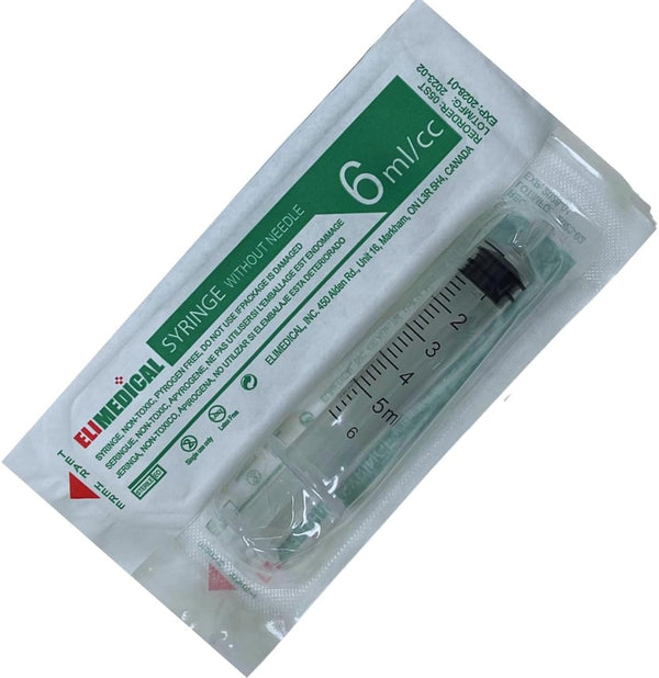 Veterinary Disposable Syringe, 6cc Luer Slip, Without Needle, Individually Packaged, 100 per Box