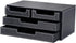 KINGFOM PU Leather Desk Organizer with 4 Drawers, Small Desktop Organizer for Office Supplies