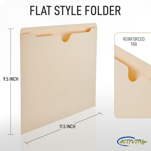 Manila File Jackets - Flat-No Expansion - Letter Size - 10 Pack