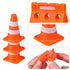 TOPPERFUN 48Pcs Set, Mini Plastic Traffic Cones, Miniature Fence Barricade Signs, Construction Road Small Orange Cone