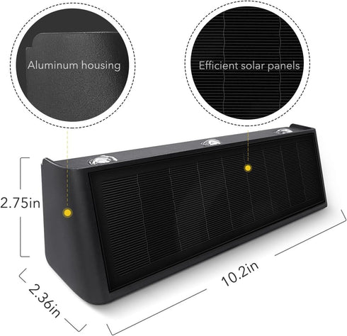 3000K Mrzxy Solar Lights Outdoor Up and Down Waterproof Aluminum Solar Sconce Dusk to Dawn Warm White for Sign, Yard