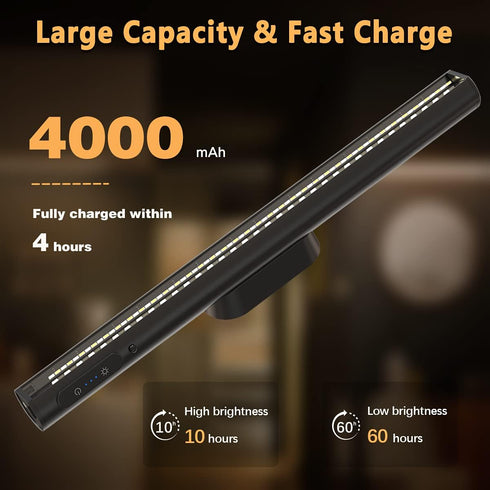 Dimmable Closet Rechargeable Magnetic LED Light Bar with Remote, Under Cabinet Lighting Wireless, Battery Powered