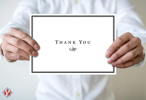 Set 25, 4 5" Thank You Cards For Small Business, Bulk of x Folding Greetings, Ships Flat, Blank Inside + Envelopes
