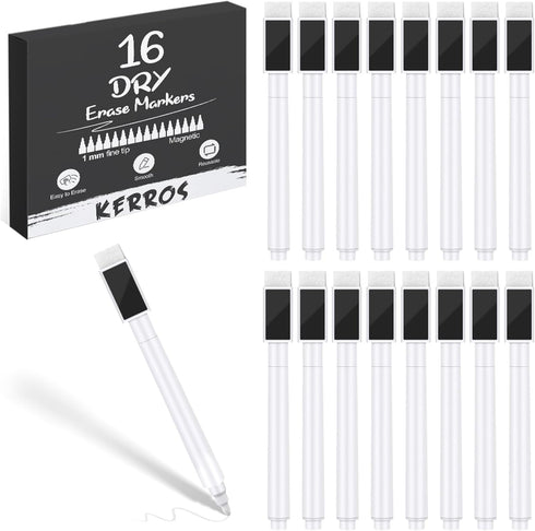 Kerros White Dry Erase Markers Magnetic Dry White Chalk Markers Pens Fine Point