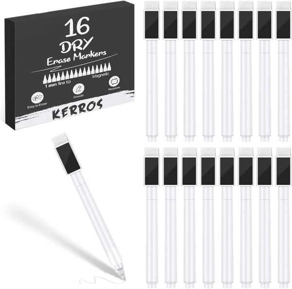 Kerros White Dry Erase Markers Magnetic Dry White Chalk Markers Pens Fine Point