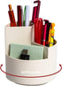 Desk Pencil Pen Holder, 3 Slots 360-Degree Spinning Organizer for Office, Art Supply, Cute Pencil Cup, White