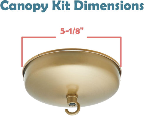 Aspen Creative 21526-41 Bronze,5-1/8" Diameter,11mm Ceiling Canopy Kit with Warm Brass Trim for Chandelier and Pendant