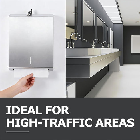 Commercial, Paper Towel Dispenser Wall Mount Brushed Stainless Steel & Fingerprint Resistant, Lockable, for c
