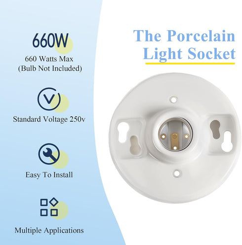 Saysurey 6 E26 Bulb 660w 250v Pcs Medium Base Ceiling Lamp Holder Keyless Light Sockets White Socket Incandescent