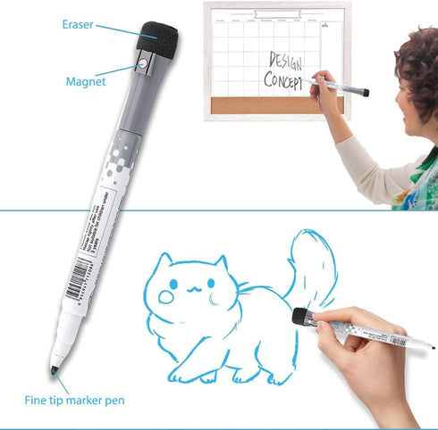 TORASO 13" x 17" Whiteboard Calendar & Corkboard, Combination Dry Erase White Board & Bulletin Board