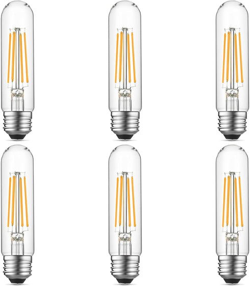 Dimmable E26 Edison Bulb, AC120V Warm White 2700K, 6W Equivalent 60W, 750LM, 5 Inch Long Tubular T10 LED Bulbs, Pack of