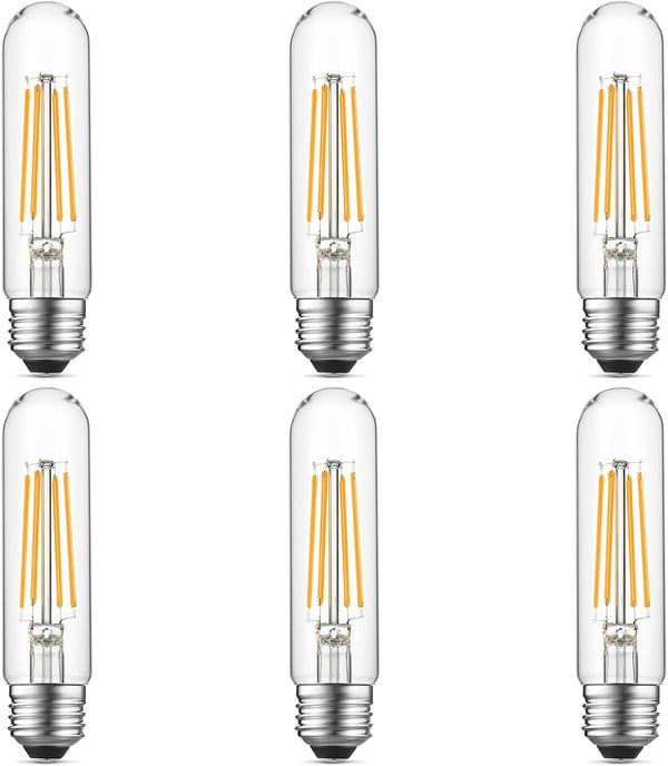 Dimmable E26 Edison Bulb, AC120V Warm White 2700K, 6W Equivalent 60W, 750LM, 5 Inch Long Tubular T10 LED Bulbs, Pack of