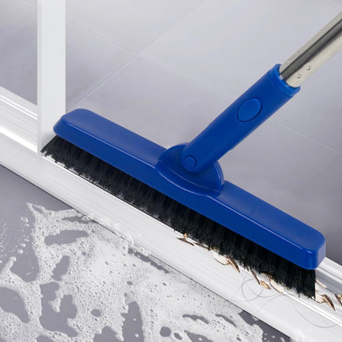 CELOX Stiff Bristle Long Handle Tile Scrubbing Brush (Blue) for Deep Cleaning