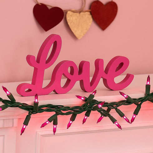 11 50 Bulbs 2.5" Commercial Novelty Lights Feet Traditional Incandescent Mini Lights, Pink on Green Wire with Spacing