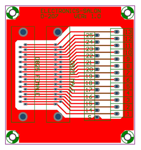 Electronics-Salon DB25 D-SUB DIN Rail Mount Interface Module, Male/Female, DSUB Breakout Board