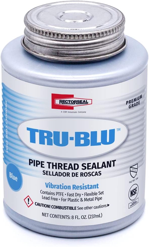 Tru-Blu Pipe Thread Sealant, Rectorseal 31551 - 1/2 Pint Brush Top, Blue, 8 oz