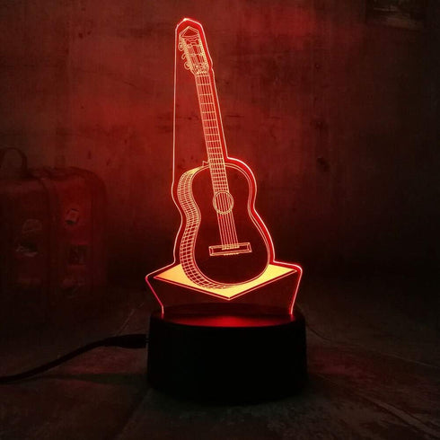 3D 7 Dependable Industries inc. Essentials Rock & Roll Guitar LED Light Color Changing Table Lamp Night Light