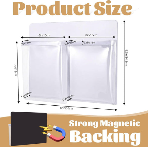 Jaloro 8 Pack 12 9.5 Inch 2 Magnetic File Holder for Refrigerator x Hanging Paper Organizer White Board Organizer