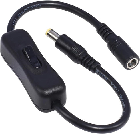 PLCPDM DC5.5x2.1/2.5mm Male to Female Power Extension Cable Cord with Switch-Button for Routers LED Lights