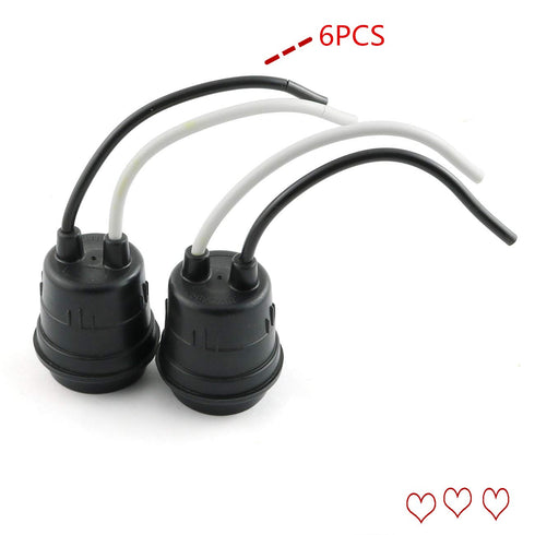 ZYAMY 6pcs Waterproof Lamp Socket with Wire - Fully Sealed Rainproof Lamp Head with Glue