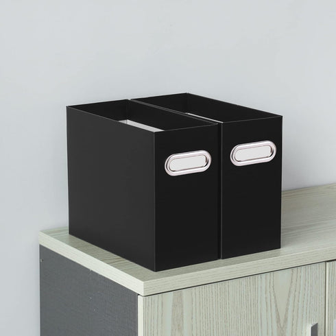 Oterri File Organizer, Small Collapsible Storage Box for Letter Size Files with Handle (Black, 1 Pack)