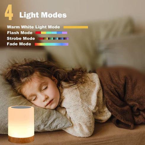 ROYFACC Dimmable Night Light Touch Sensor Lamp Bedside Table Lamp for Kids Bedroom Rechargeable Warm White Light