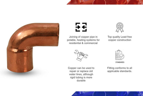 Supply Giant DDTO0034 90 Degrees Street Elbow with Short Turn, 3/4, Copper