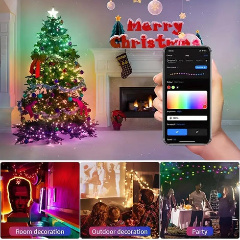 FONTU 32.8FT, 16 8 Smart LED Hexagon String Lights APP & Remote Control RGB Color Changing Lights with Million Colors