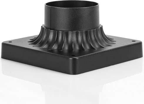 3.0" 2 Pack Lighting Outdoor Post Light Mounting Base OD Heavy-Aluminum Pier Mount Adapter in Black Finish for Deck
