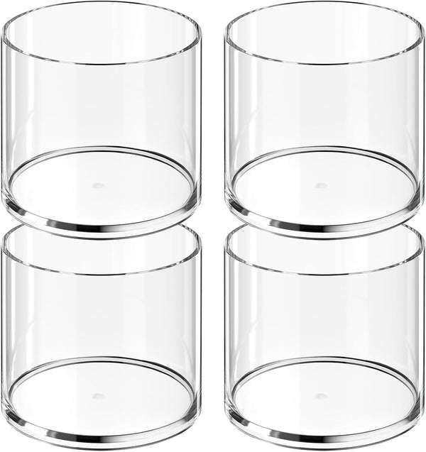 MaxGear Round Pen Holder 4 Pack, Acrylic Cylinder Container for Desk, Pencil Holder for Utensil and Makeup Brush Storage