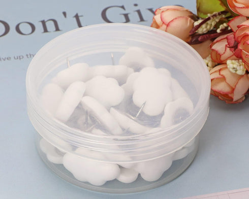 Decorative Cloud Push Pins, Cute Thumb Tacks for Cork Bulletin Boards, 30PCS for Wall Hanging Photos Memo DIY Craft