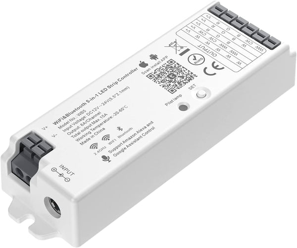 BTF-LIGHTING 5in1 WB5 2.4GHz Tuya WiFi PWM LED Controller Compatible with Alexa/Google